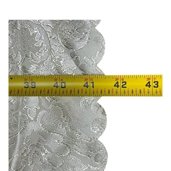 Vintage Formal Cream Ivory Floral Damask 58”x83” Vintage White Fabric Tablecloth - Picture 7 of 7